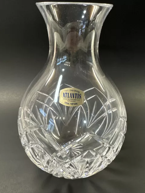 Atlantis Full Lead Crystal Wine Whiskey Liquor Decanter Hand Blown &Cut 7.5”Tall