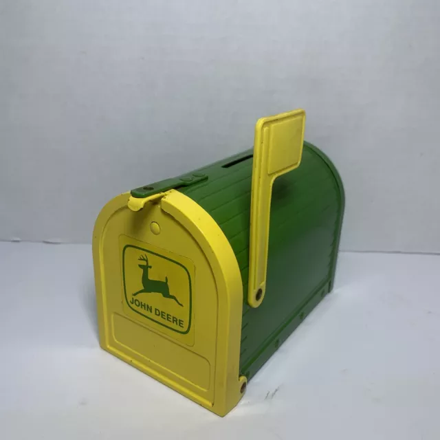 Vintage John Deere Mailbox Metal ERTL Coin Bank Made In USA Collectable Tin