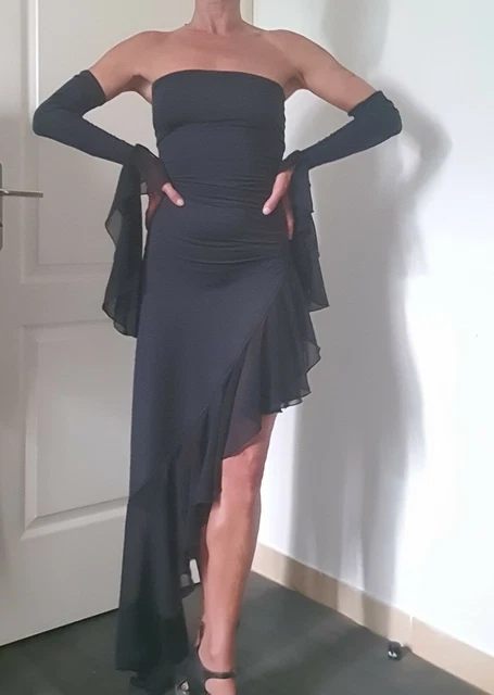 Robe bustier fendue sur le côté danses latines + gants assortis
