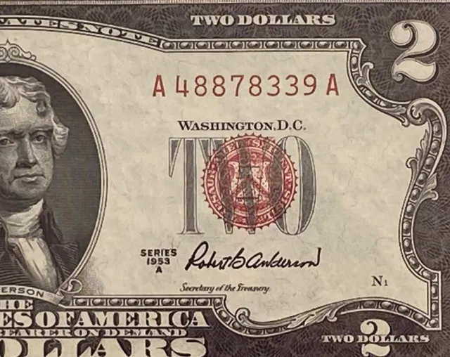 1953A $2 Dollar Legal Tender Red Seal Uncirculated