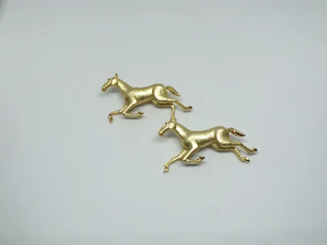 Beautiful Brooch Pin Gold Tone Set 2 Greyhound Dogs Matte Finish 1 3/4x1 1/4"