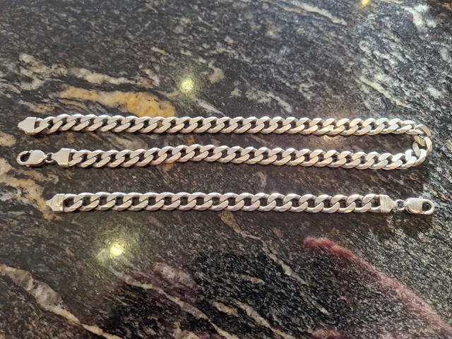 Heavy Silver 50cm Chain And Bracelet Set Christmas Gift 133 Grams