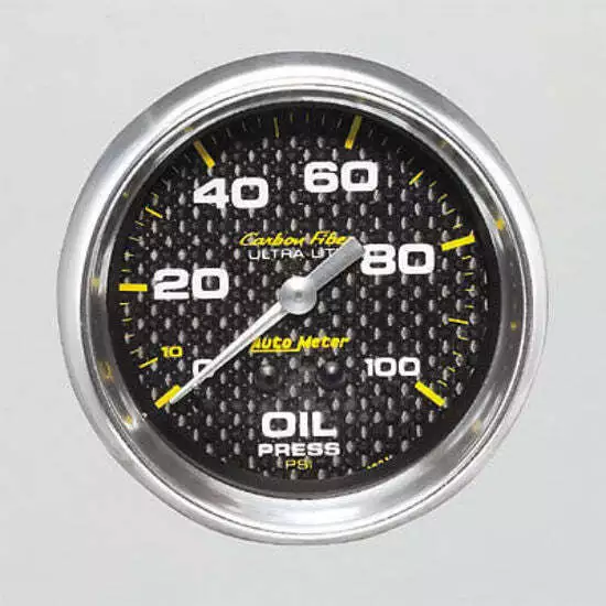 AutoMeter AU4821 Carbon Fiber 2-5/8" Mech Oil Pressure Gauge 0-100 PSI