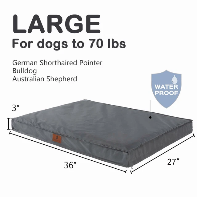 Super Soft Gray Dog Bed Orthopedic Memory Foam Pet Beds Mattress for Large Dog 3