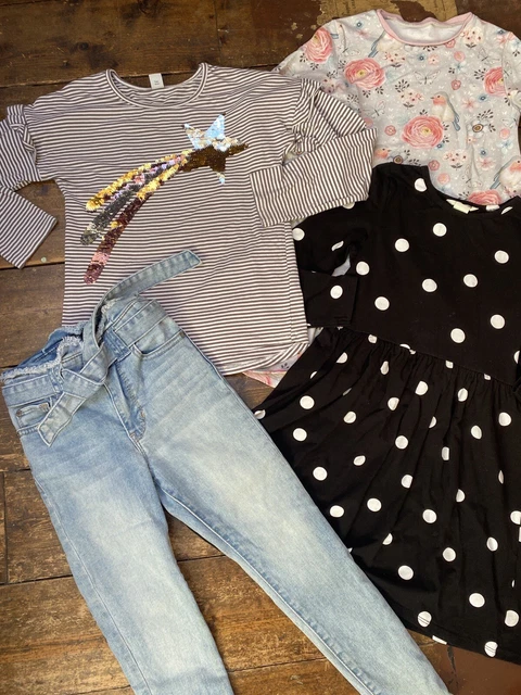 Girls Bundle Age 7-8 Years Long Sleeve Dresses Jeans Top Gap TU H&M