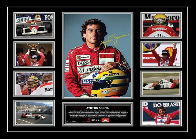 AYRTON SENNA MCLAREN HONDA A3 Firmato Edizione Limitata Stampa Memorabilia 8073