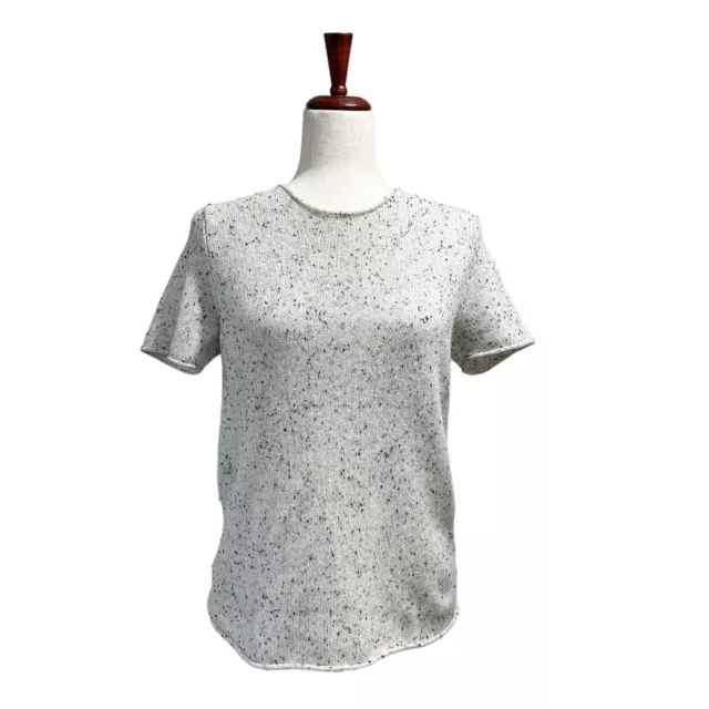 Theory Women's Medium100% Cashmere Top Tolleree Short Sleeve Speckled Sweater