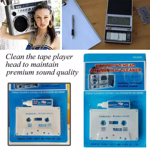 1x Wet Type Cassette Tape Head Cleaner Demagnetizer Audio Kit Players Home NEU