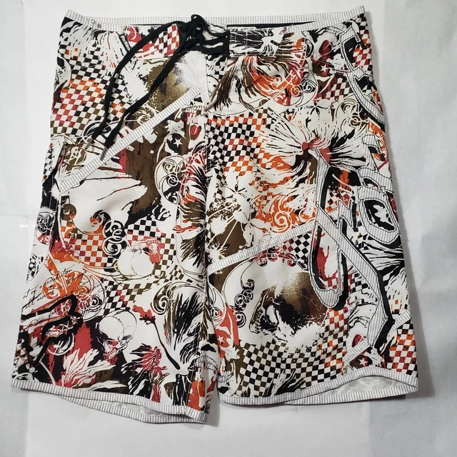 Fox Racing Swim Trunks Men's 33 Skull Graphics Board Shorts Bathing Suit Men