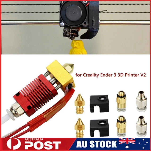 9x DIY 0.4mm MK8 Nozzle Extruder Hot End Kit for Creality Ender 3 Pro 3D Printer