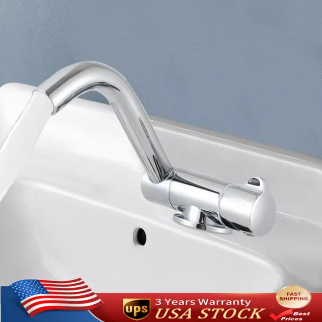 RV Caravan Boat Hot Cold Water Tap 360° Rotating Kitchen Sink Folding Faucet NEW