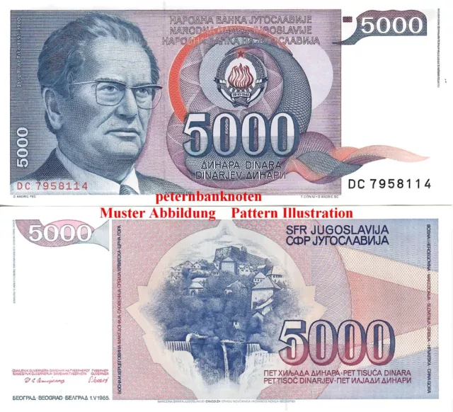 JUGOSLAWIEN / YUGOSLAVIA 5000 Dinara 1985 UNC P.93  695# Kassenfrisch..