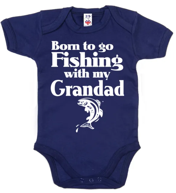 Cuscino pesce bambino ""Born to go pesca con nonno"" babygrow nonno regalo 5
