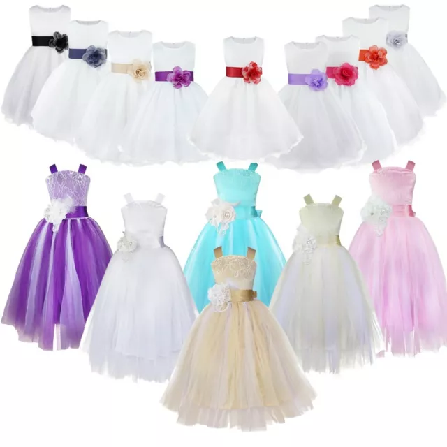 Flower Girl Princess Dress Kids Wedding Formal Bridesmaid Birthday Party Gown