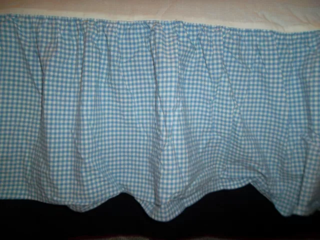 Pottery Barn Kids Crib Skirt Blue White Gingham Check 11'' Drop Split Corner