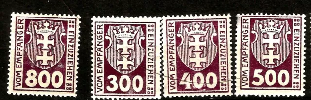 Free City of Danzig (Gdansk) Mint Postage Due Stamps fr.1921 Danzig Coat of Arms