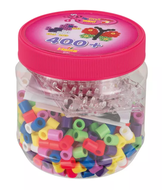 Hama Maxi Bügelperlen Dose mit 400 Perlen und Stifplatten - pink