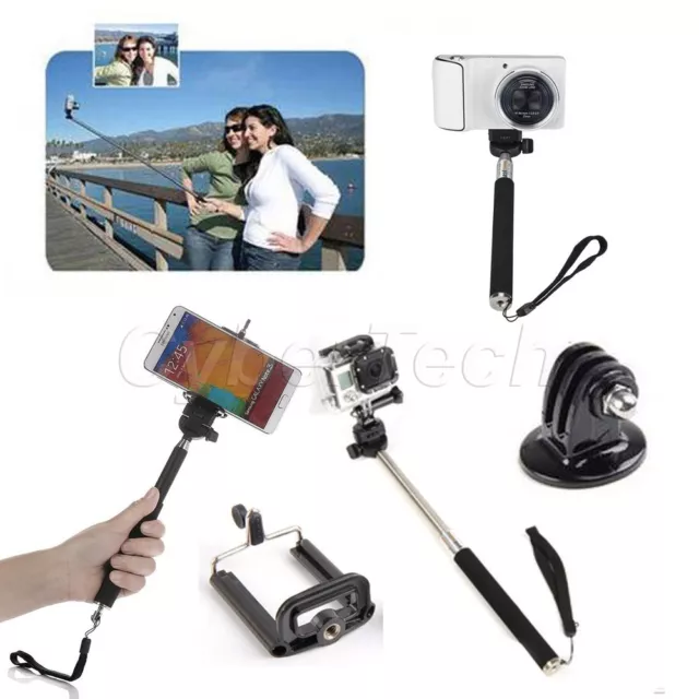 Extendable Selfie Stick extender Monopod 4 Camera Mobile Phone GoPro Hero 3+