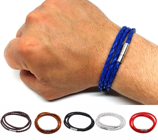 Bracciale In Pelle Punk Da Uomo Braccialetti Intrecciati Multipli - Foto 2