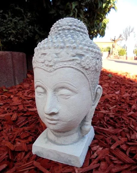 Gartenfigur Feng Shui, Asien 20 cm, Skulptur, Buddha Steinguss, Gartendeko Büste