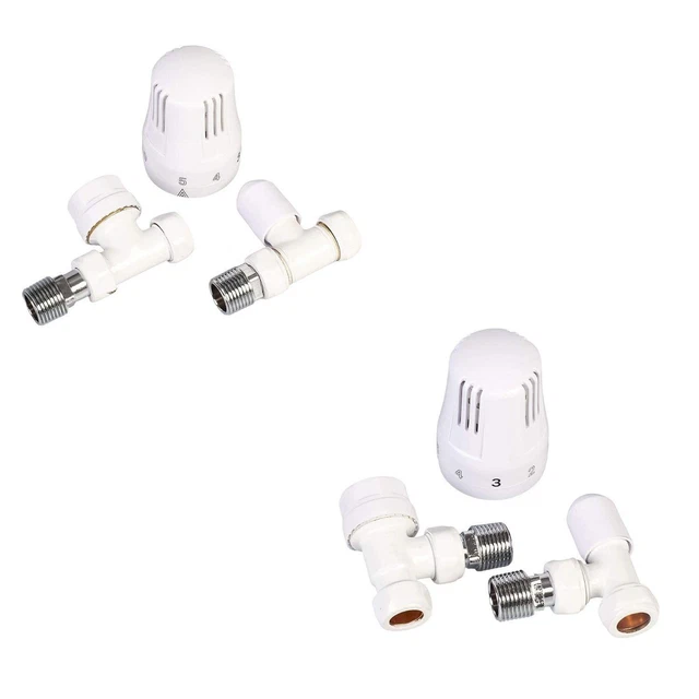 London Taps Thermostatic Angled / Straight Radiator Valve TRV & Lockshield 15mm