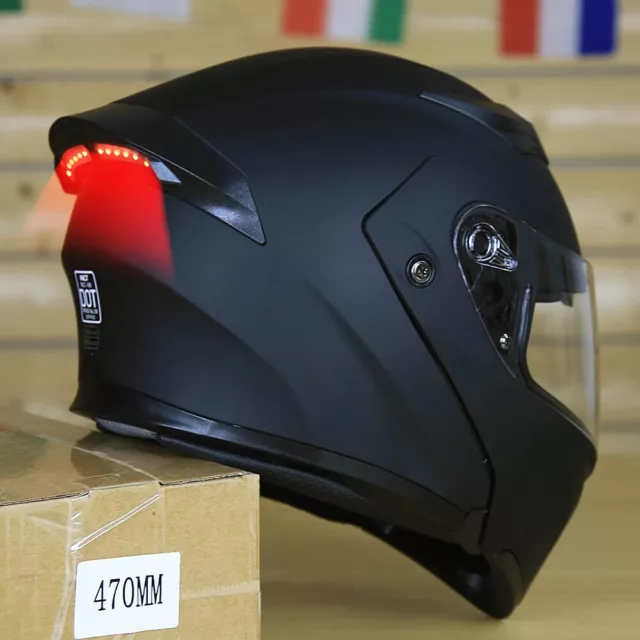 DOT Racing Motorcycle Helmet Full Face Dirt Bike Flip Up ATV Adult LED Lighting