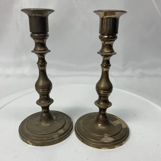Pair of 6 ¾" Brass Candlestick Holders made in India