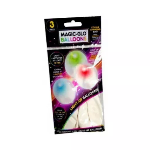 Glo 7 Colour Changing Light Up Balloons 3 Pack [WHITE]