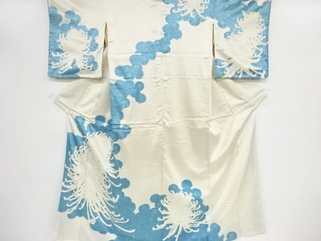 41116# Japanese Kimono / Antique Kimono / Embroidery / Kiku