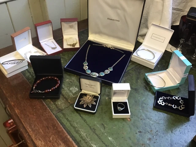Large Job Lot Sterling Silver .925,Bracelets,Necklaces,ring,Bangles,brooch,boxed