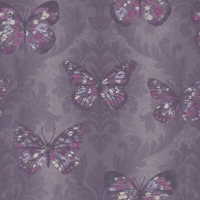 Arthouse di mezza estate prugna Farfalla Glitter Carta Da Parati 