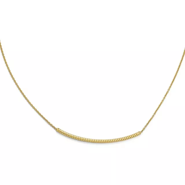 14k 14kt Yellow Gold Polished Diamond Cut with 2in ext. Bar Necklace 16 inch