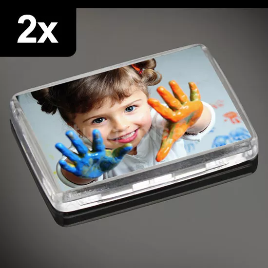 2x Premium Quality Clear Acrylic Blank Photo Fridge Magnets 50 x 35 mm
