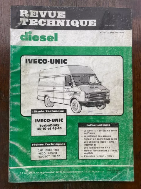 REVUE TECHNIQUE N° 151 IVECO TurboDaily 35-10 et 49-10 à Moteur SOFIM 8140-21