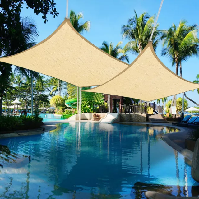 Sun Shade Sail Rectangle UV Block Top Canopy Cover Garden Pool Outdoor Ivory