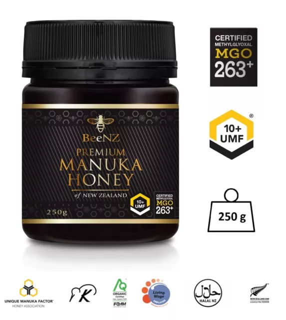 Aktiver Manuka Honig 250+ BeeNZ | aus Neuseeland | MGO263 mg/kg | UMF™10+ | 250g