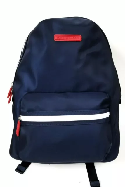 Neuf Tommy Hilfiger Bleu Marine Nylon, Blanc Fermeture, Rouge Accent Sac à Dos,