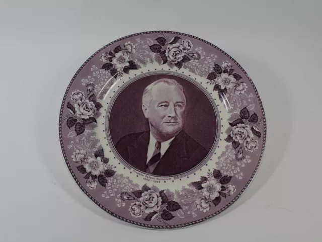 STAFFORDSHIRE ☆ Franklin Delano Roosevelt FDR 10" Mulberry Memorial Plate SCARCE