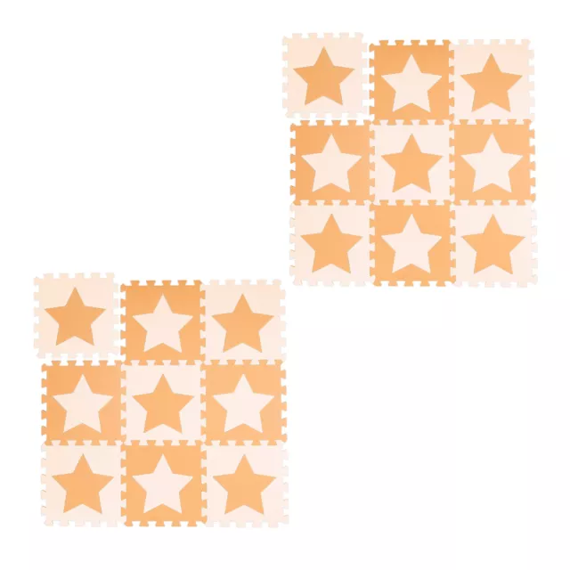 18 losas alfombra puzle bebé estrellas Colchoneta goma gateo beige/naranja