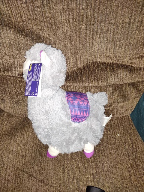 Kellytoy Plush Llama Alpaca Grey Toy Purple Blanket Saddle 12" Soft Stuffed