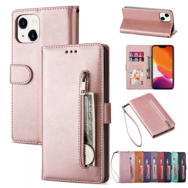 For iPhone 13 Pro Max 11 12 SE 8 7 14 XR XS Leather Flip Card Wallet Case Cover