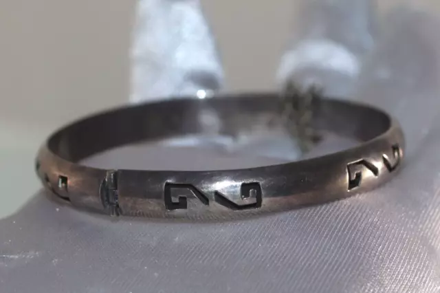Vintage Taxco Mexico Sterling Silver Cut-Out Designs Bangle Bracelet