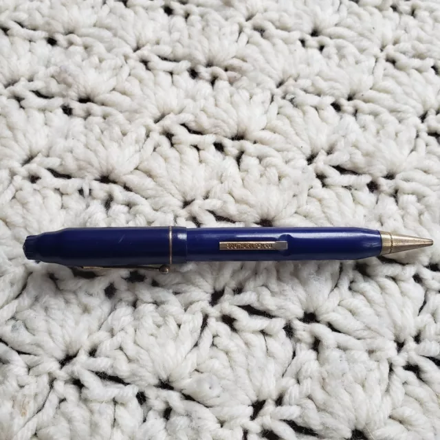 Vtg Southern Pen Co Fountain Pen Mechanical Pencil Combo 14K Gold Nib Blue