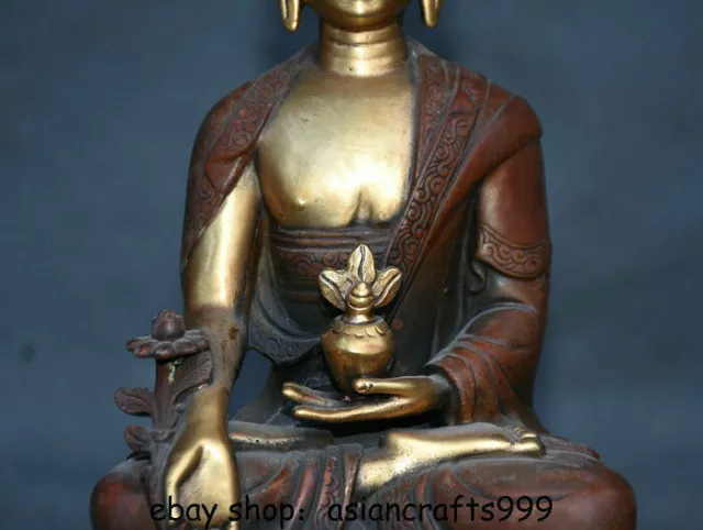 10 "tibetische lila Bronze Gild Menla Medizin Buddha medizinische Gott Statue 3