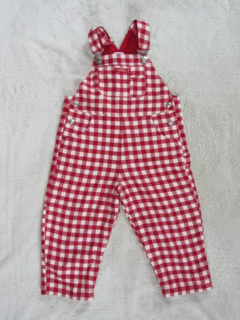 Baby Gap Kids Red White Checkered Gingham Overalls 100% Cotton 2-3T Toddler Snap