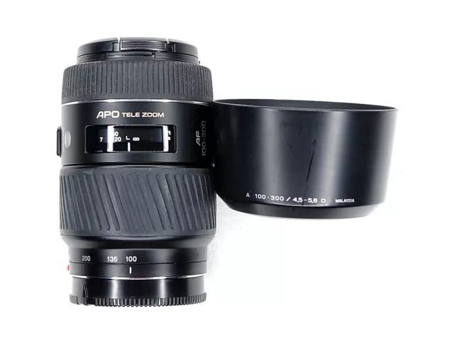 SONY ALPHA A 100-300 mm 4,5-5,6 D APO MACRO HÄNDLER MINOLTA AF VOLLFORMAT SELTEN