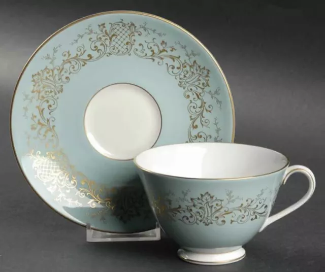 Royal Doulton Delamerie Turquoise Footed Cup And Saucer (Multiples Avail)