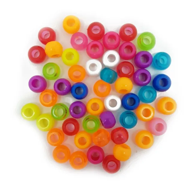 6x8mm Plastic Pony Beads 50 Mixed Colour Beads Jewellery Making Craft Scrapbook