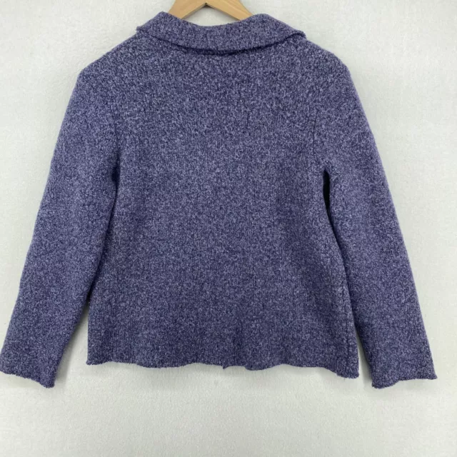 EILEEN FISHER Sweater S Merino Wool Cashmere Boucle Button Up Cardigan Purple 2