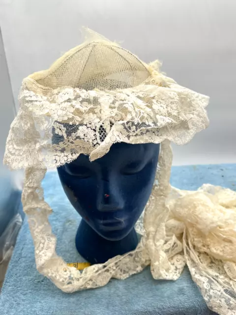 antique wedding veil hat headpiece vintage floral victorian lace dress